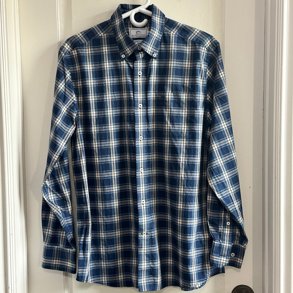 Southern Tide Mens Plaid Long Sleeve Button Down Cotton Shirt Classic Fit Medium - Picture 4 of 10